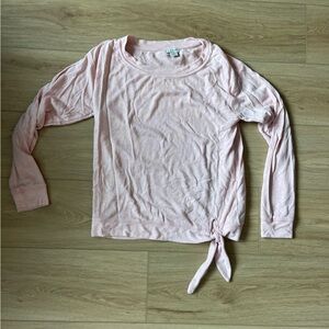 JCrew Pink Long Sleeve Tie-Front Top